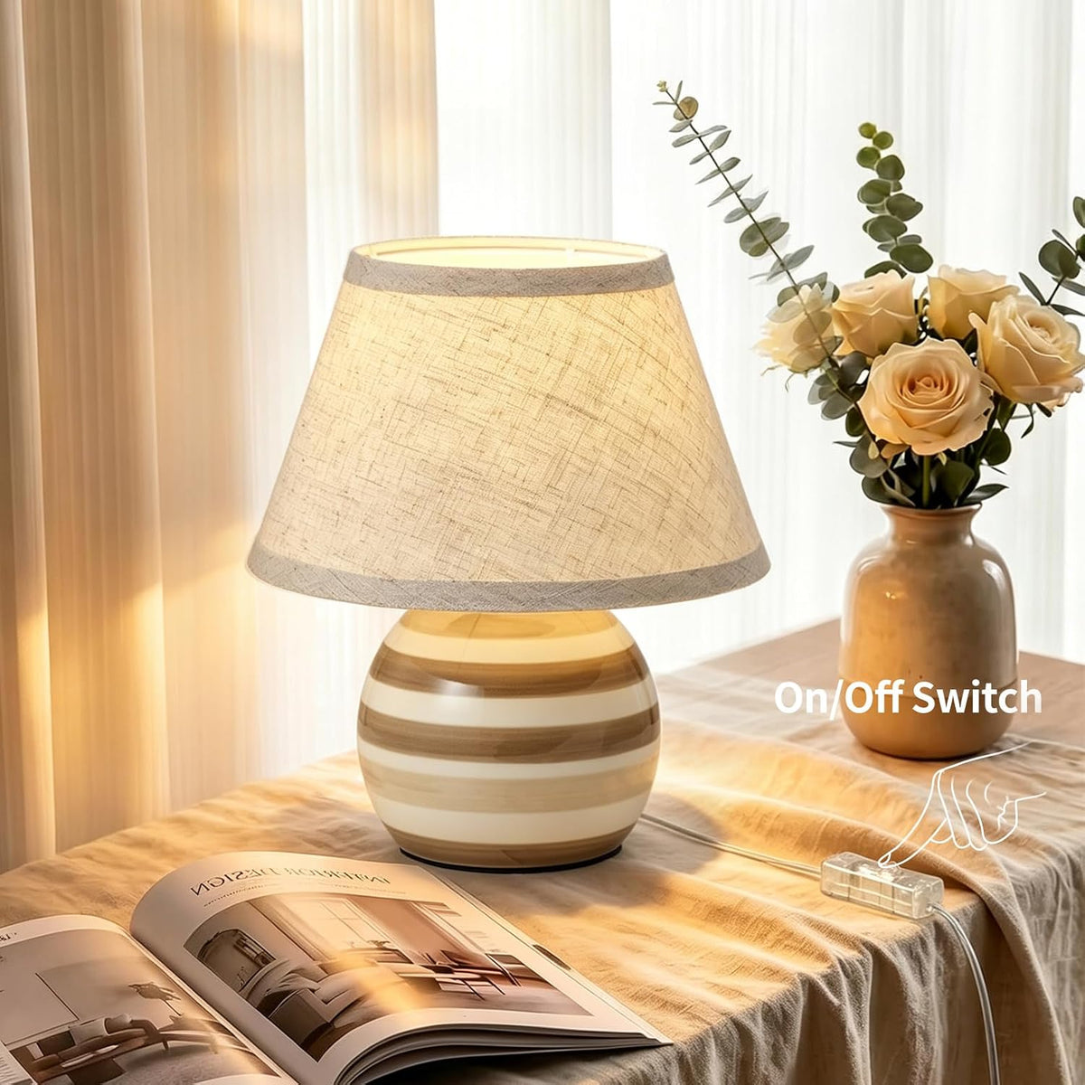 Striped Ceramic Table Lamp